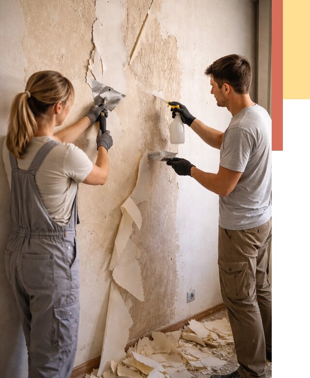 Снятие старых обоев в Советской Гавани от 5454 руб. под ключ недорого | ОТДЕЛОЧНИК-Свс