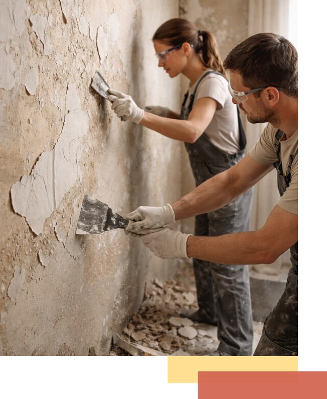 Снятие старой шпаклевки и подготовка поверхностей в Советской Гавани