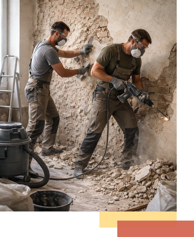 Демонтаж штукатурки со стен в Советской Гавани быстро и аккуратно