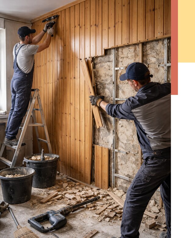 Демонтаж вагонки со стен в Советской Гавани от 1506 руб. — снятие, удаление, срочно | ОТДЕЛОЧНИК-Свс