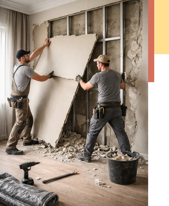 Демонтаж гипсокартона со стен в Советской Гавани от 364 руб. — услуги демонтажа | ОТДЕЛОЧНИК-Свс