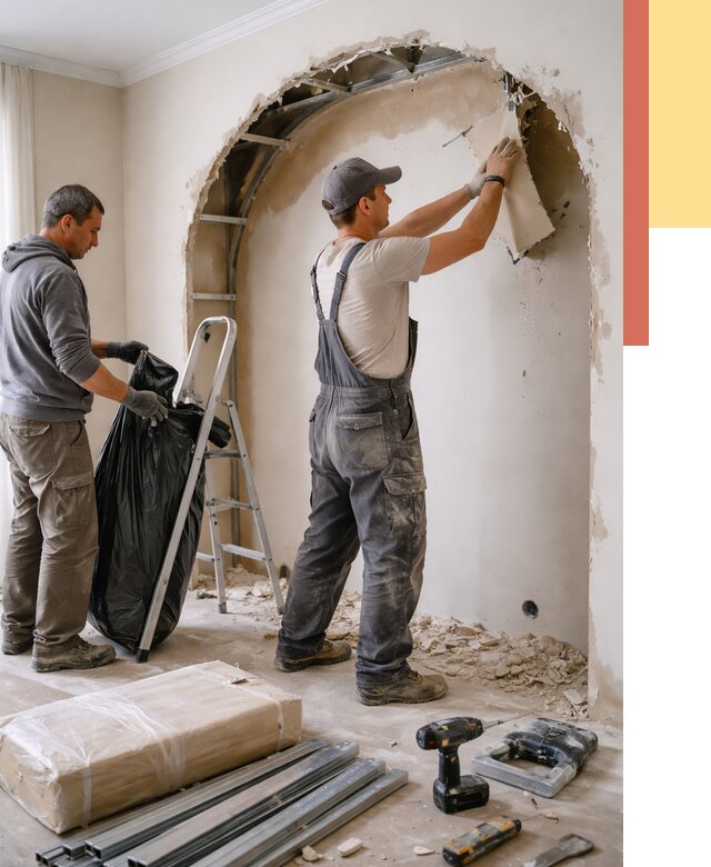 Демонтаж арки из гипсокартона в Советской Гавани от 3636 руб. — услуги под ключ | ОТДЕЛОЧНИК-Свс