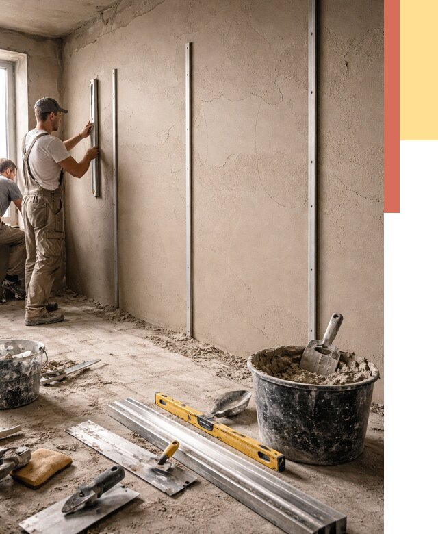 Штукатурка стен по маякам в Советской Гавани от 5714 руб./м² — выравнивание под ключ | ОТДЕЛОЧНИК-Свс