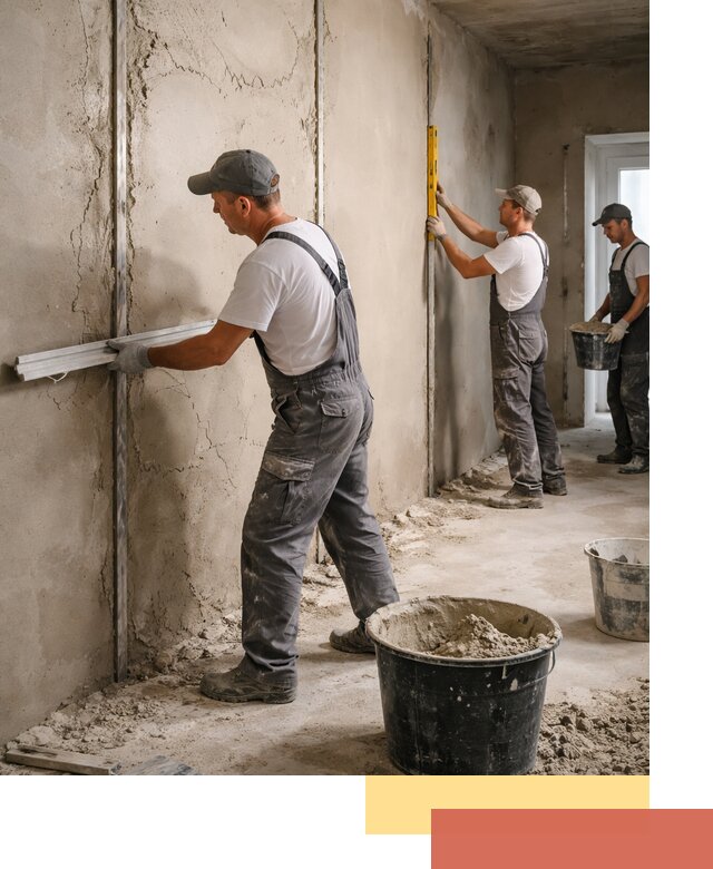 Штукатурка стен по маякам в Советской Гавани — точная и ровная поверхность