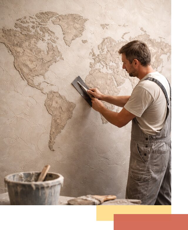 Декоративная штукатурка «Карта мира» под ключ в Советской Гавани