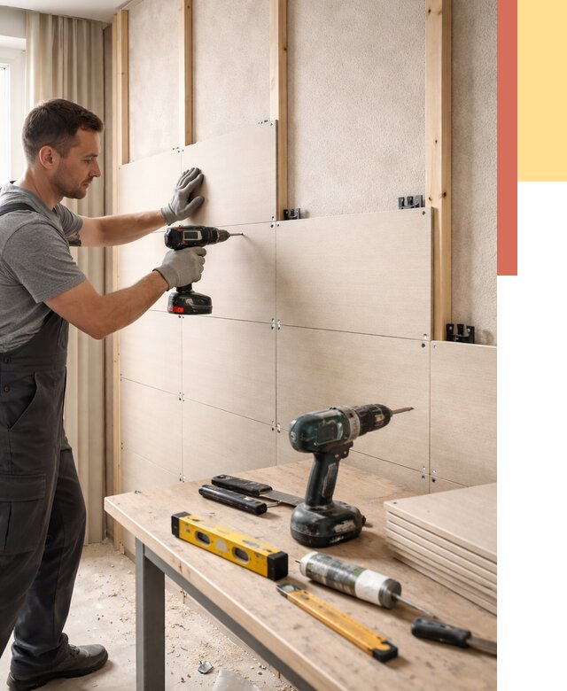 Монтаж МДФ панелей на стены в Советской Гавани от 1299 руб. под ключ | ОТДЕЛОЧНИК-Свс