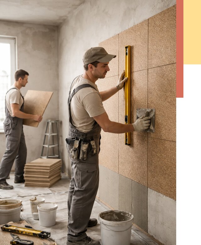 Монтаж пробковых панелей на стены в Советской Гавани от 3636 руб. — ОТДЕЛОЧНИК-Свс