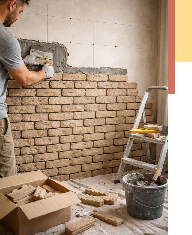 Монтаж декоративного кирпича в Советской Гавани от 3324 руб./м² — быстро и недорого | ОТДЕЛОЧНИК-Свс