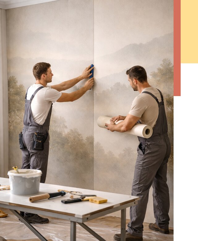 Поклейка фотообоев в Советской Гавани от 8831 руб/м² — быстро и недорого | ОТДЕЛОЧНИК-Свс