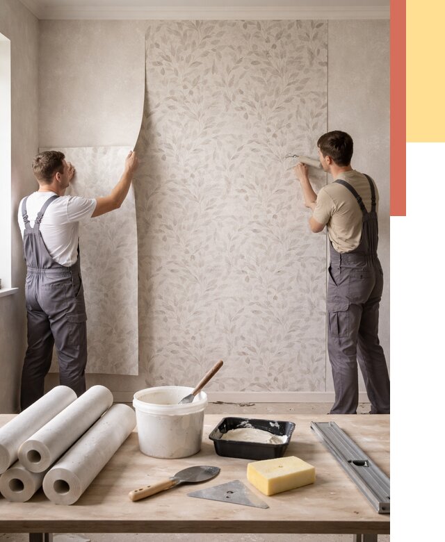 Поклейка обоев с подбором рисунка в Советской Гавани от 3636 руб. | ОТДЕЛОЧНИК-Свс - быстро и недорого