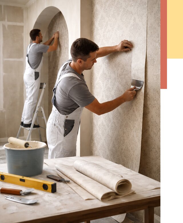 Поклейка обоев на сложные стены в Советской Гавани от 2909 руб. под ключ | ОТДЕЛОЧНИК-Свс