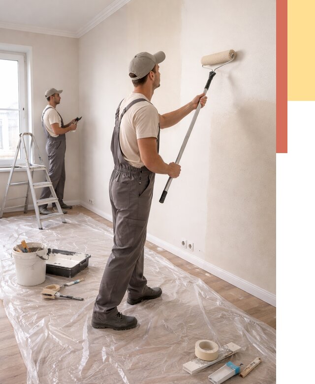 Покраска стен акриловой краской в Советской Гавани от 3636 руб./м² — быстро и недорого | ОТДЕЛОЧНИК-Свс