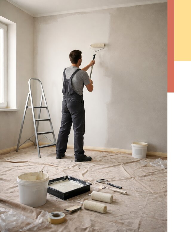 Покраска стен моющейся краской в Советской Гавани от 364 руб./м² — быстро и недорого | ОТДЕЛОЧНИК-Свс