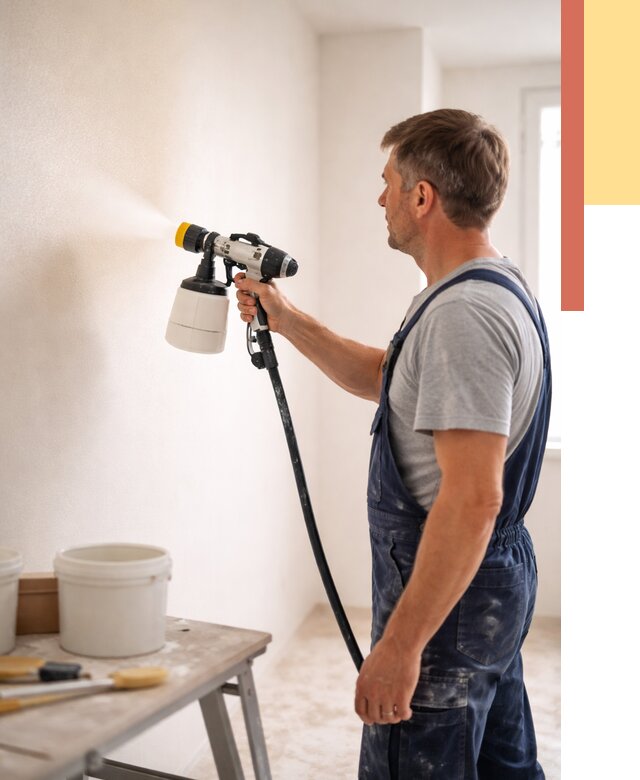 Покраска стен краскопультом в Советской Гавани от 7792 руб. — механизированная покраска | ОТДЕЛОЧНИК-Свс