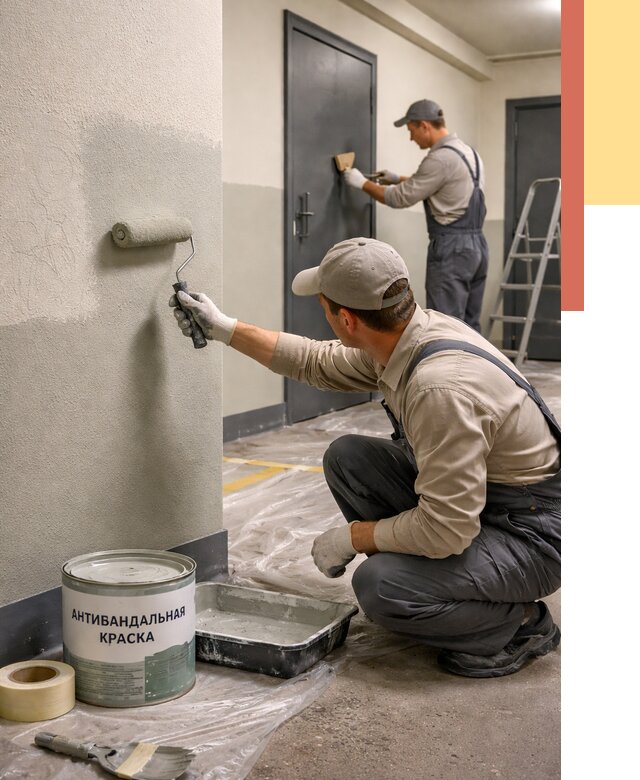 Покраска стен антивандальной краской в Советской Гавани от 4675 руб./м² под ключ | ОТДЕЛОЧНИК-Свс
