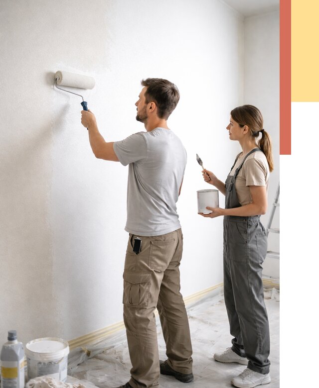 Окраска стен по стеклохолсту в Советской Гавани от 4675 руб/м² под ключ | ОТДЕЛОЧНИК-Свс