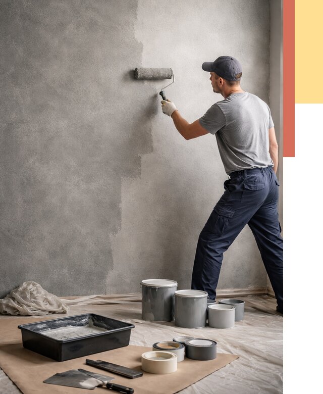 Покраска стен под бетон в Советской Гавани от 675 руб. за м2 — быстро и недорого | ОТДЕЛОЧНИК-Свс