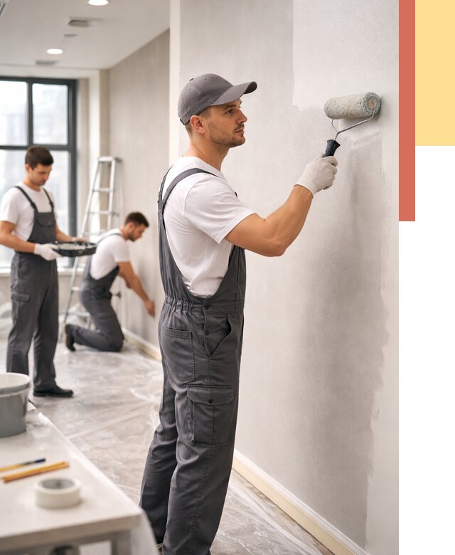 Покраска стен в офисе в Советской Гавани от 8831 руб. — быстро и недорого | ОТДЕЛОЧНИК-Свс