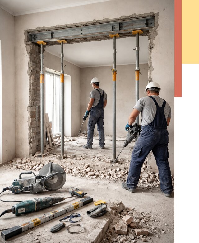 Прорезка проема в стене в Советской Гавани от 4675 руб. — быстро и недорого | ОТДЕЛОЧНИК-Свс