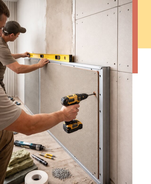 Шумоизоляция стен панелями ЗИПС в Советской Гавани от 2286 руб./м² под ключ | ОТДЕЛОЧНИК-Свс