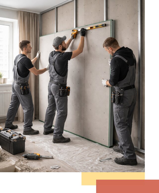 Шумоизоляция стен панелями ЗИПС в Советской Гавани для жилых и коммерческих помещений