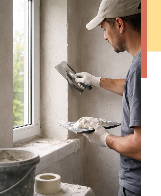 Штукатурка откосов в Советской Гавани от 4675 руб/м² — услуги и выравнивание под ключ | ОТДЕЛОЧНИК-Свс