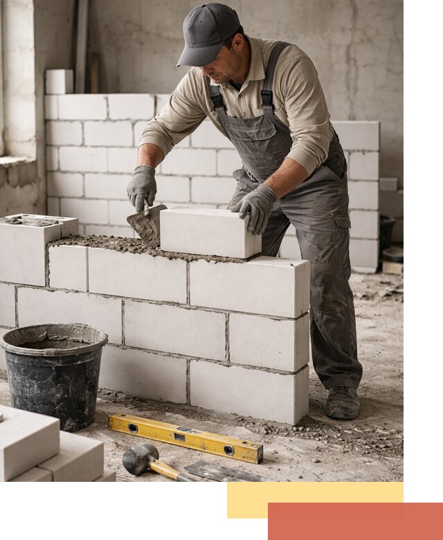 Кладка перегородок из силикатного блока в Советской Гавани