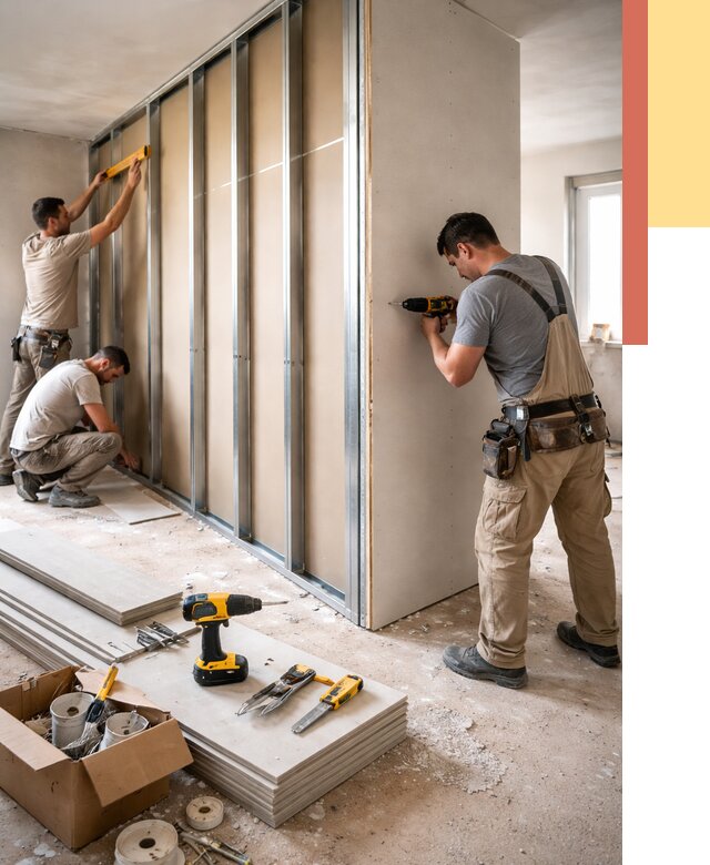 Монтаж однослойной перегородки из гипсокартона в Советской Гавани от 675 руб. | ОТДЕЛОЧНИК-Свс