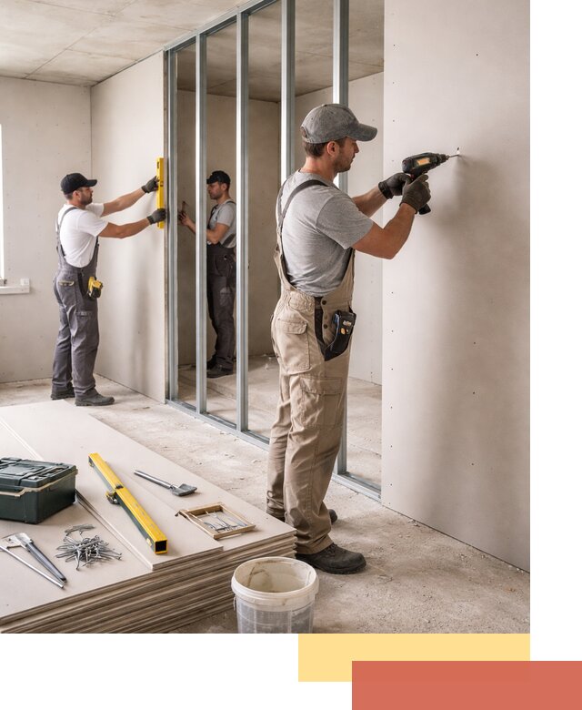 Однослойная перегородка из гипсокартона в Советской Гавани под ключ, монтаж и отделка