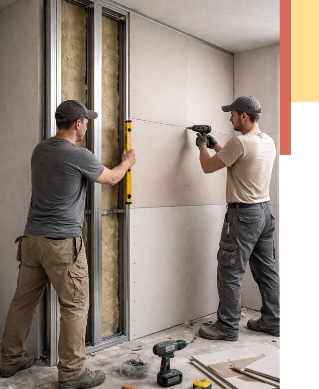 Монтаж двухслойной перегородки из гипсокартона в Советской Гавани от 1506 руб. | ОТДЕЛОЧНИК-Свс