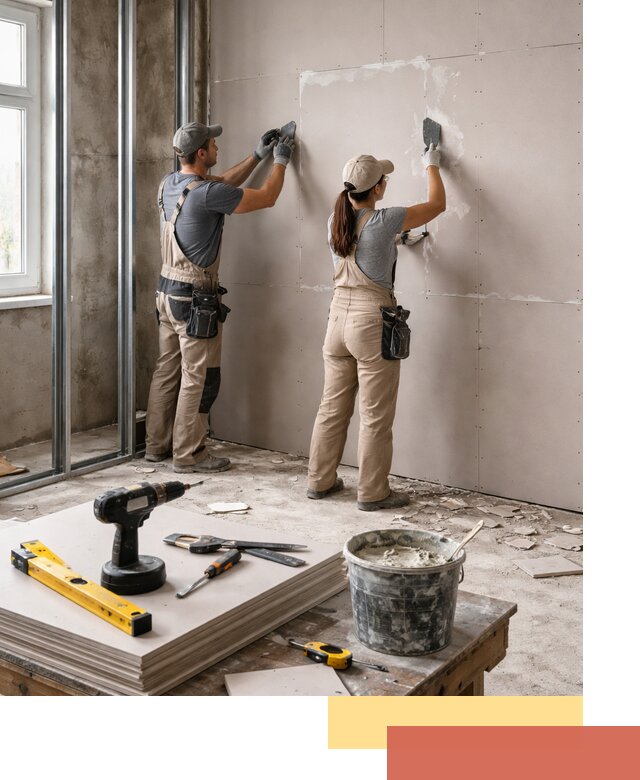 Монтаж двухслойной перегородки из гипсокартона в Советской Гавани