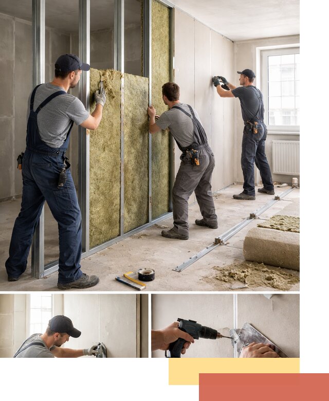 Перегородка из гипсокартона с шумоизоляцией в Советской Гавани — монтаж под ключ