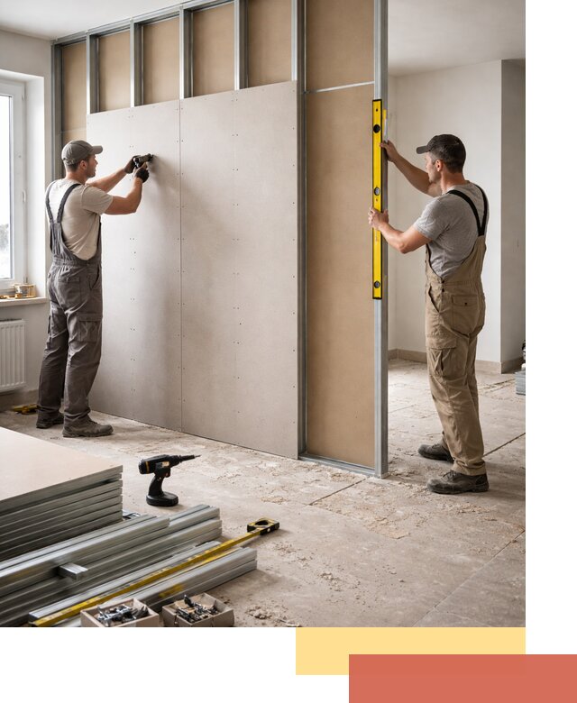 Зонирующая перегородка из гипсокартона под ключ в Советской Гавани