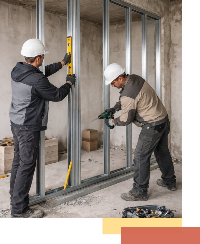 Монтаж каркаса перегородки из профиля в Советской Гавани