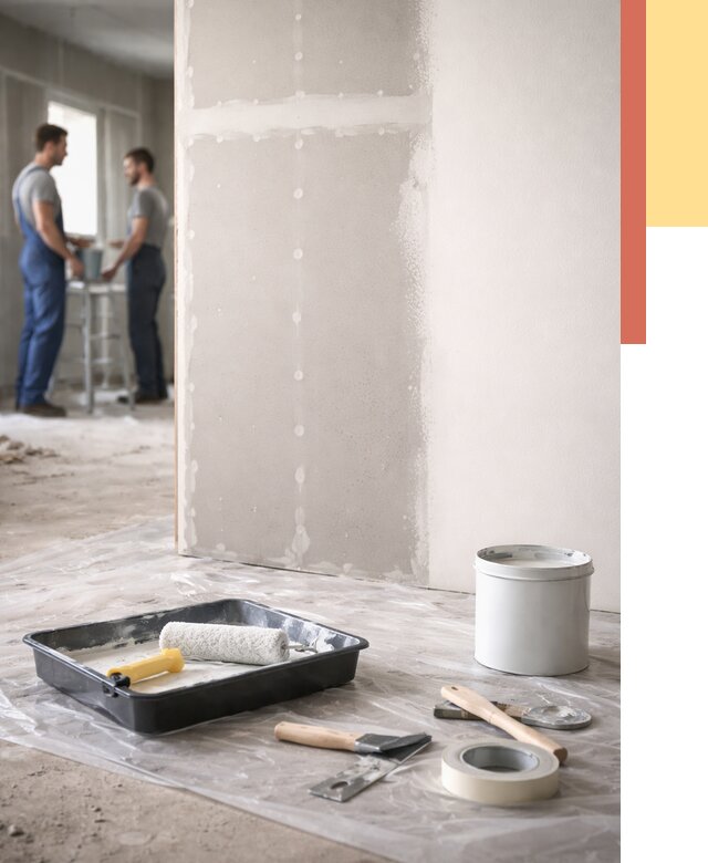 Покраска перегородок из гипсокартона в Советской Гавани от 4675 руб. под ключ | ОТДЕЛОЧНИК-Свс