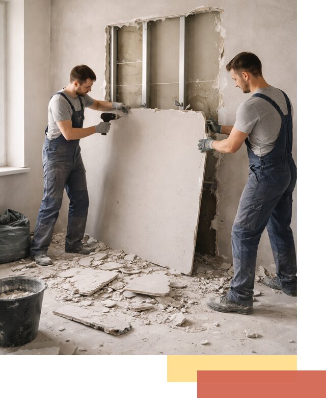 Демонтаж перегородки из гипсокартона в Советской Гавани быстрый и аккуратный