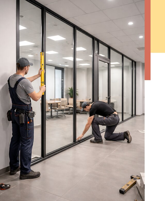 Каркасные стеклянные перегородки в Советской Гавани под ключ от 9558 руб. | ОТДЕЛОЧНИК-Свс