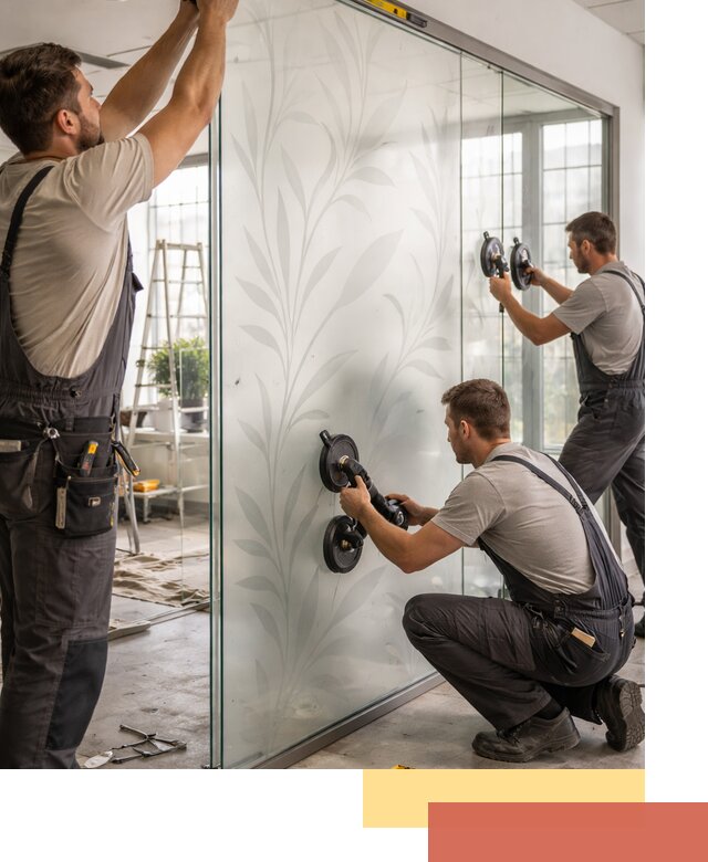 Стеклянные перегородки с рисунком на заказ в Советской Гавани