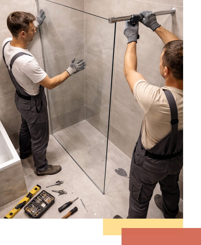 Стеклянные перегородки для душа в Советской Гавани — изготовление и монтаж