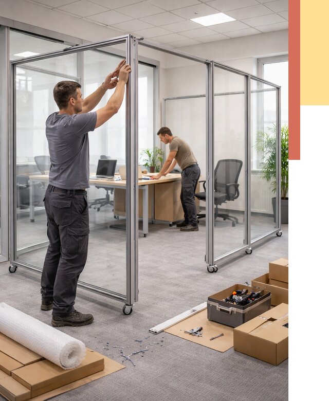 Мобильные офисные перегородки в Советской Гавани от 12986 руб. — установка под ключ | ОТДЕЛОЧНИК-Свс