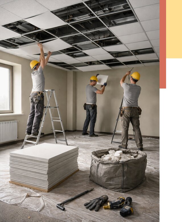 Демонтаж потолка Армстронг в Советской Гавани от 4675 руб. быстро и недорого | ОТДЕЛОЧНИК-Свс