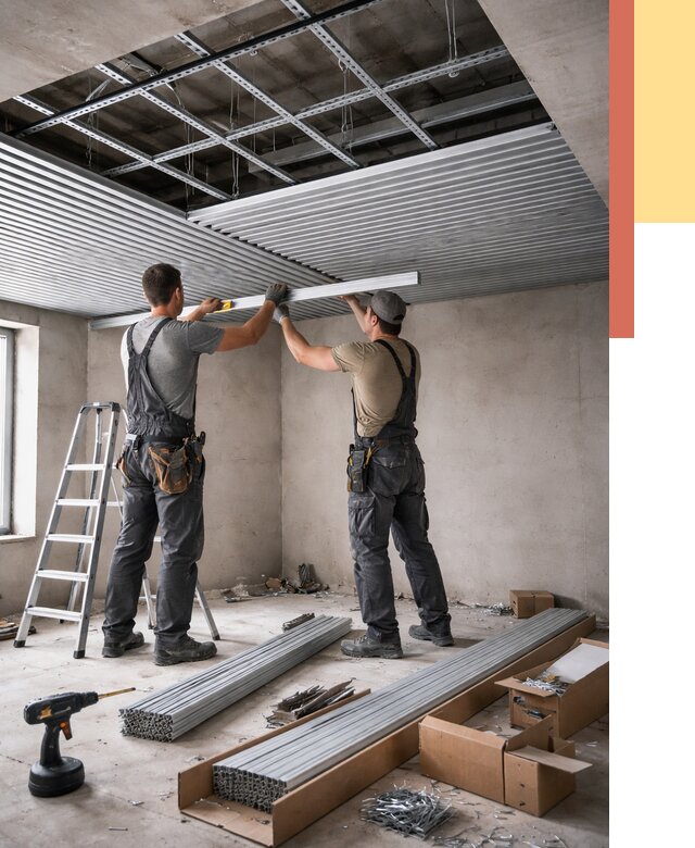 Монтаж реечного потолка в Советской Гавани от 4675 руб. под ключ | ОТДЕЛОЧНИК-Свс