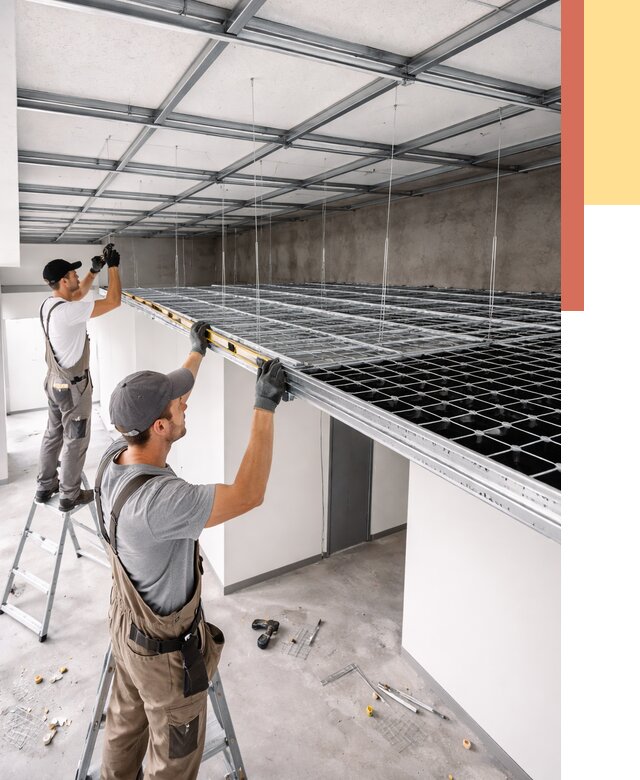 Монтаж потолка грильято в Советской Гавани от 468 руб./м² — быстрая сборка под ключ | ОТДЕЛОЧНИК-Свс