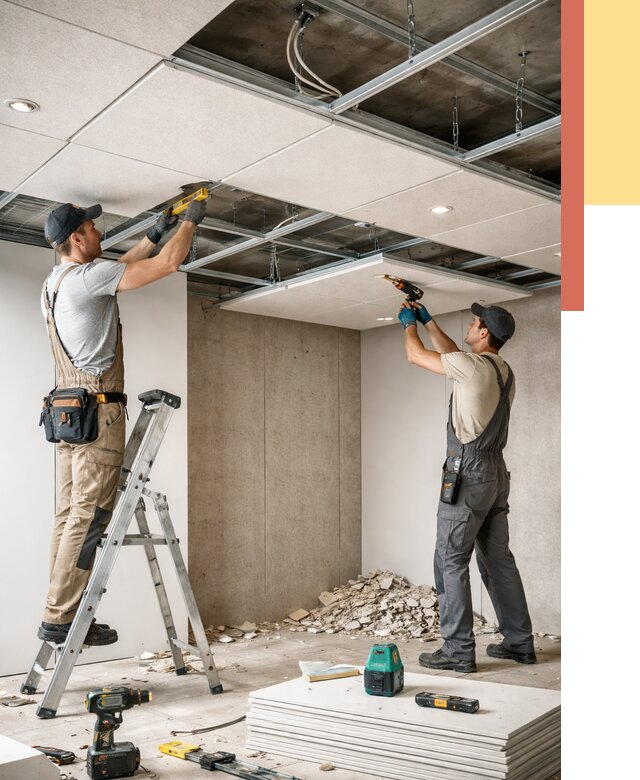 Монтаж акустического потолка в Советской Гавани от 6753 руб/м2 — быстро и недорого | ОТДЕЛОЧНИК-Свс