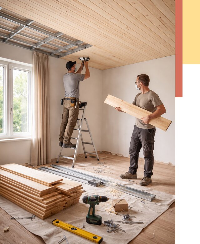 Монтаж потолка из вагонки в Советской Гавани от 6753 руб. | Быстро и недорого — ОТДЕЛОЧНИК-Свс