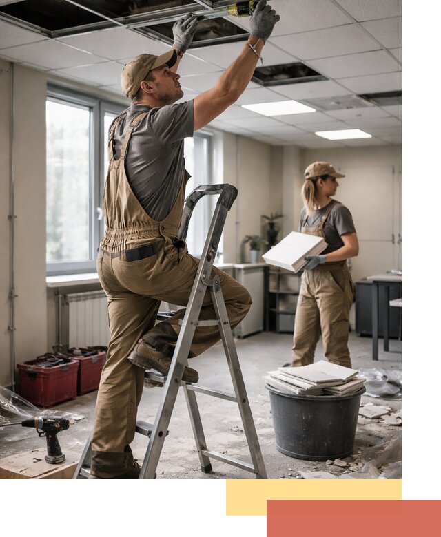 Ремонт потолка Армстронг и замена плит в Советской Гавани