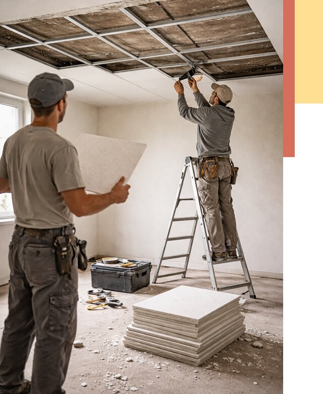 Замена плит подвесного потолка в Советской Гавани от 1818 руб. быстро и недорого | ОТДЕЛОЧНИК-Свс