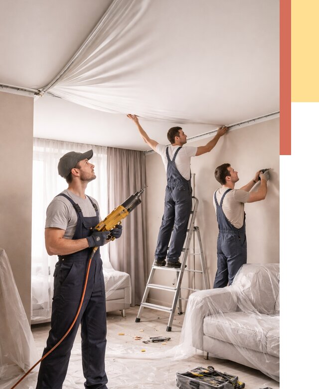 Установка натяжного потолка в Советской Гавани от 4675 руб. | Быстро и недорого — ОТДЕЛОЧНИК-Свс