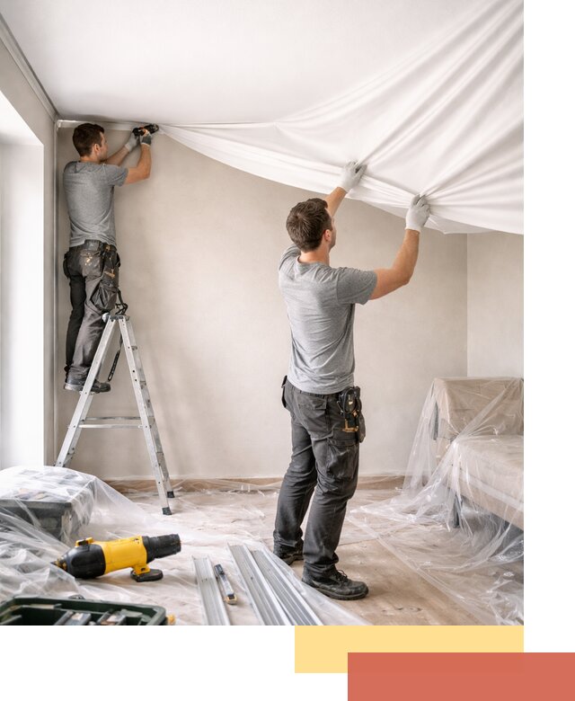 Монтаж тканевого натяжного потолка в Советской Гавани недорого и быстро