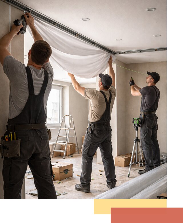 Монтаж парящего натяжного потолка под ключ в Советской Гавани